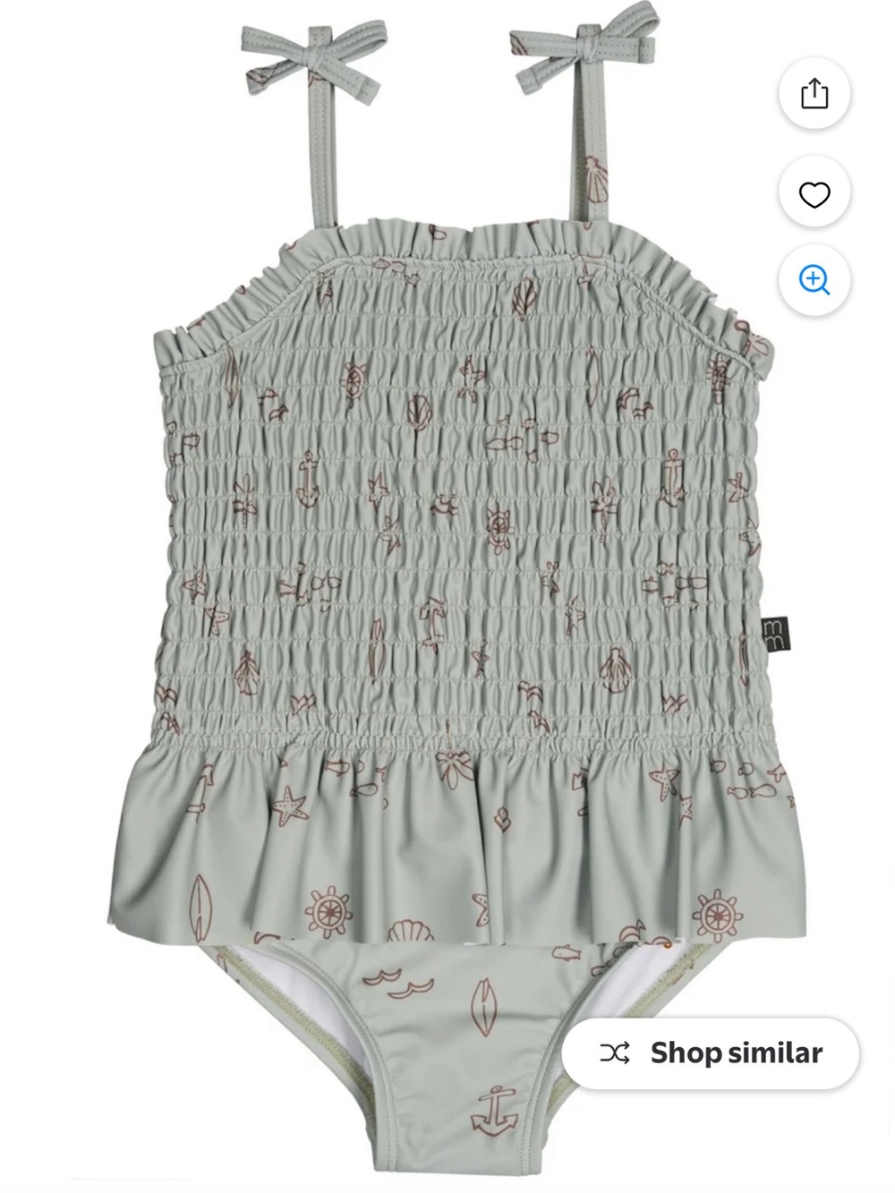 Toddler Smocked One-Piece Swimsuit in Sage Green